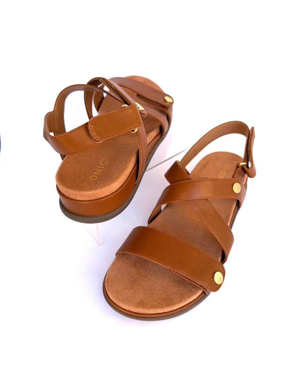 Vionic Cypress Tan Slingback Sandals Brown Leather Wedge Sandals Women Size 9